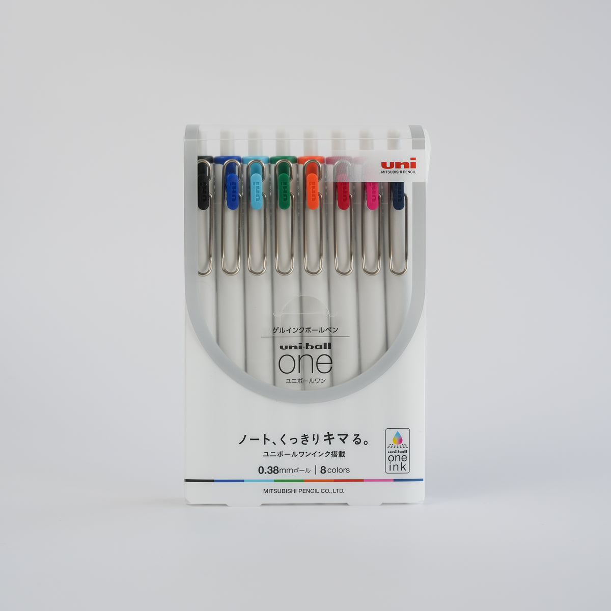 MITSUBISHI PENCIL uni-ball one Gel Ink Pen Set – 0.38 mm (8 Colours)