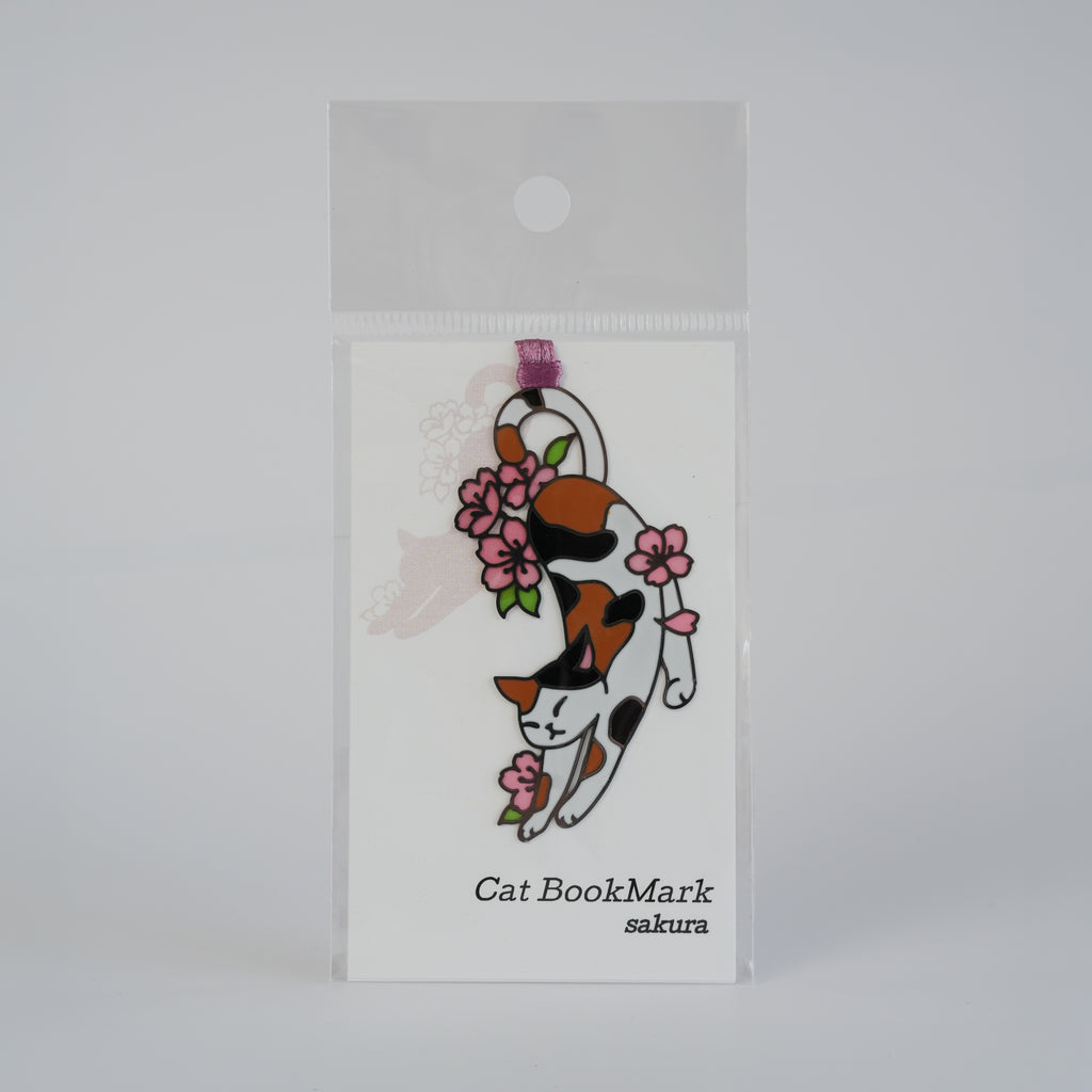 Marque-page en acier inoxydable NEKO Chat – Série florale