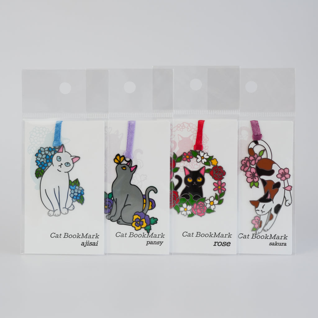 Marque-page en acier inoxydable NEKO Chat – Série florale
